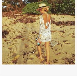 Chic White Crochet Beach Cover-Up- Small